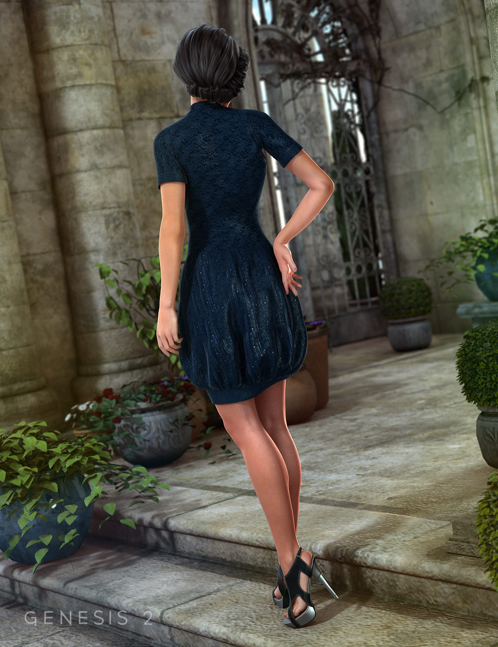 Grenadine Dress for Genesis 2 Female(s) by: Barbara BrundonSarsa, 3D Models by Daz 3D