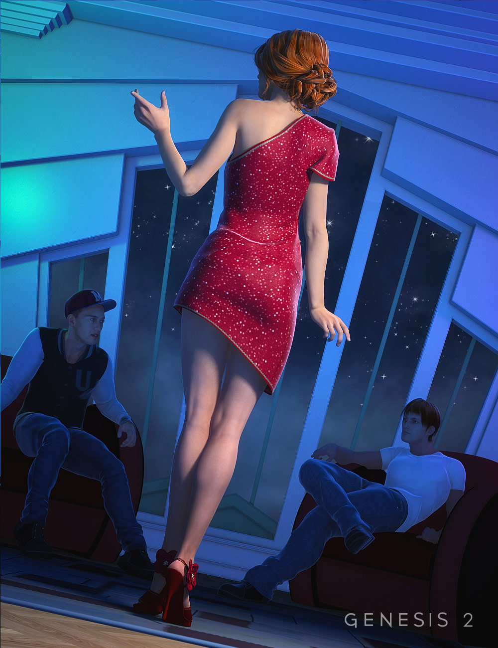High Rise Party Dress for Genesis 2 Female(s) by: Barbara BrundonSarsa, 3D Models by Daz 3D