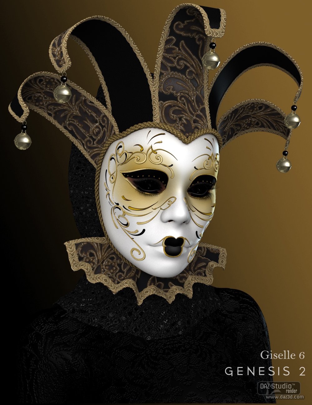 Venetian Mask for Genesis 2 Female(s) by: Nikisatez, 3D Models by Daz 3D
