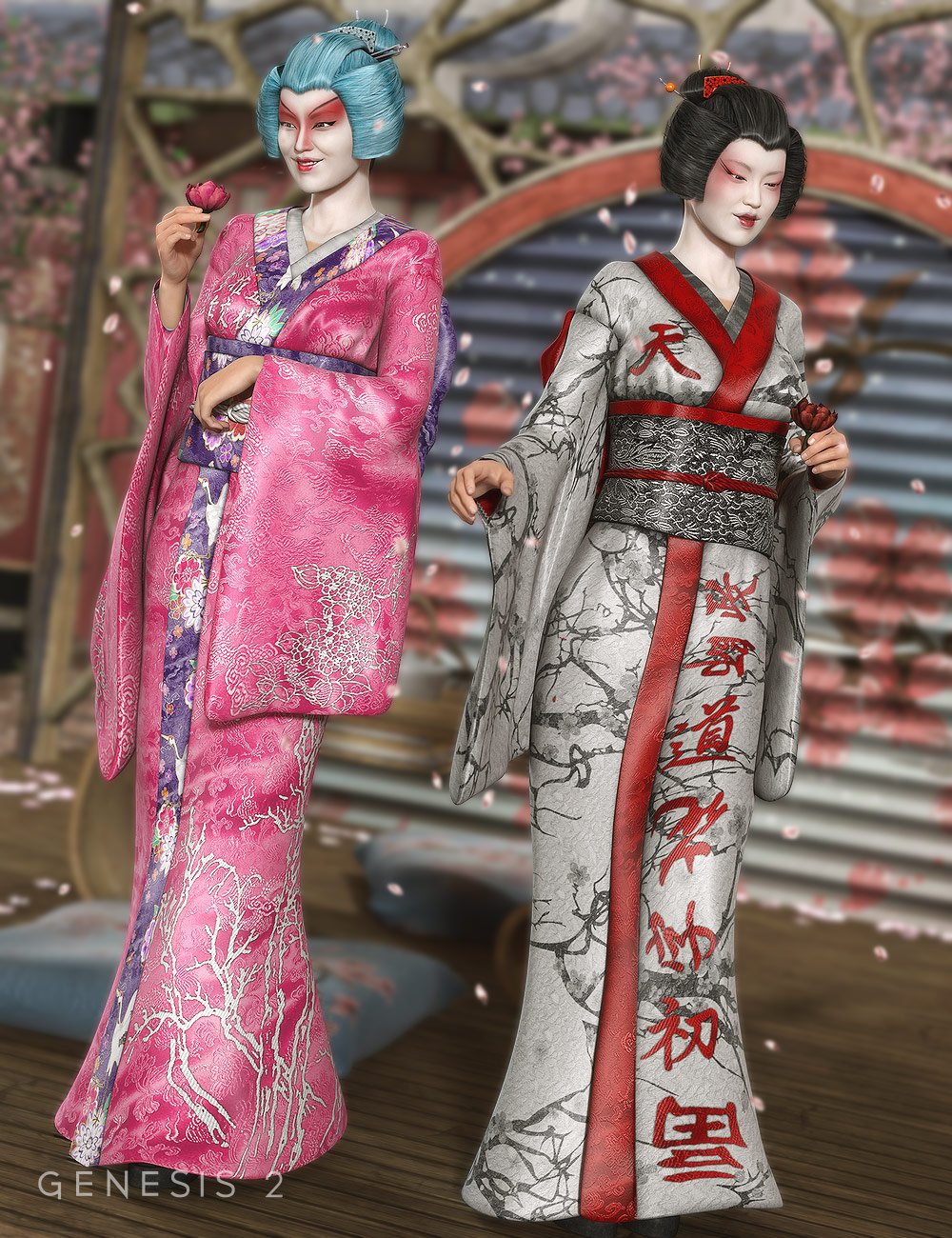 Peony Kimono Textures by: Sarsa, 3D Models by Daz 3D