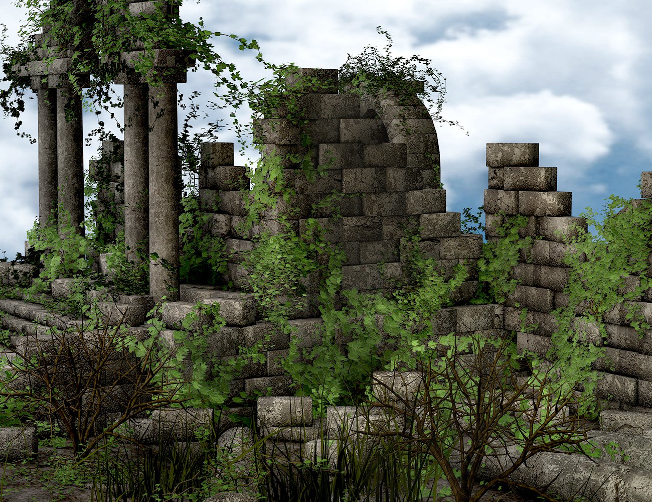 Forgotten Temple Ruins - Construction Kit by: ARTCollaborationsNeilV 1, 3D Models by Daz 3D