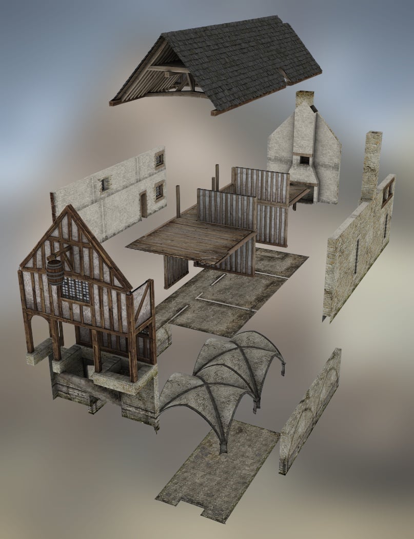 Medieval Merchants House by: Merlin Studios, 3D Models by Daz 3D