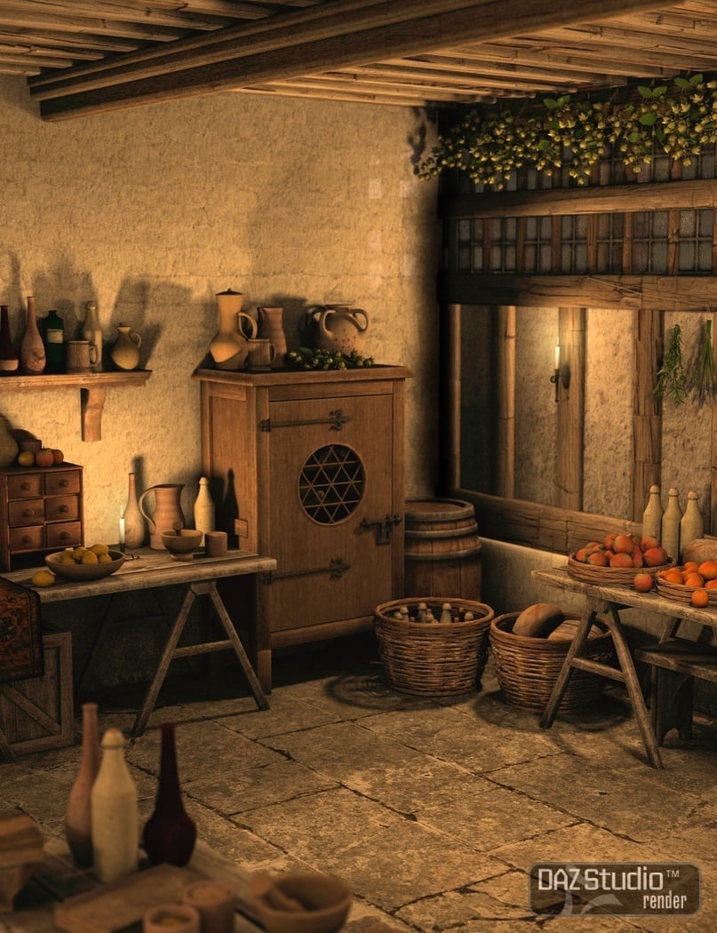 Medieval Merchants House Props by: Merlin Studios, 3D Models by Daz 3D
