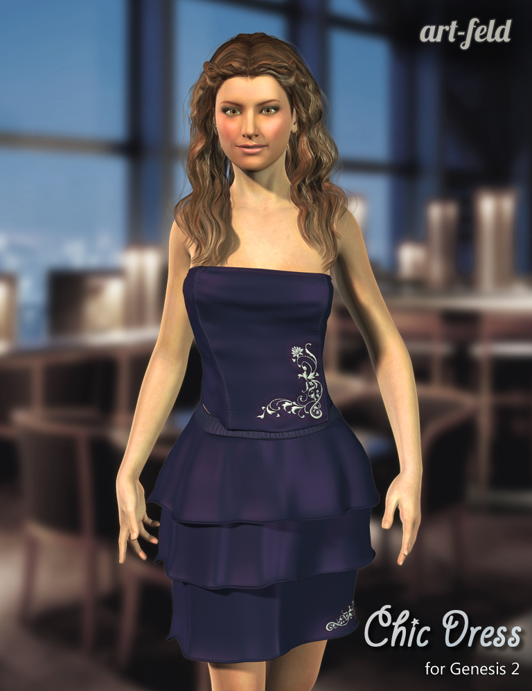 Chic Dress for Genesis 2 Female(s) by: art-feld, 3D Models by Daz 3D