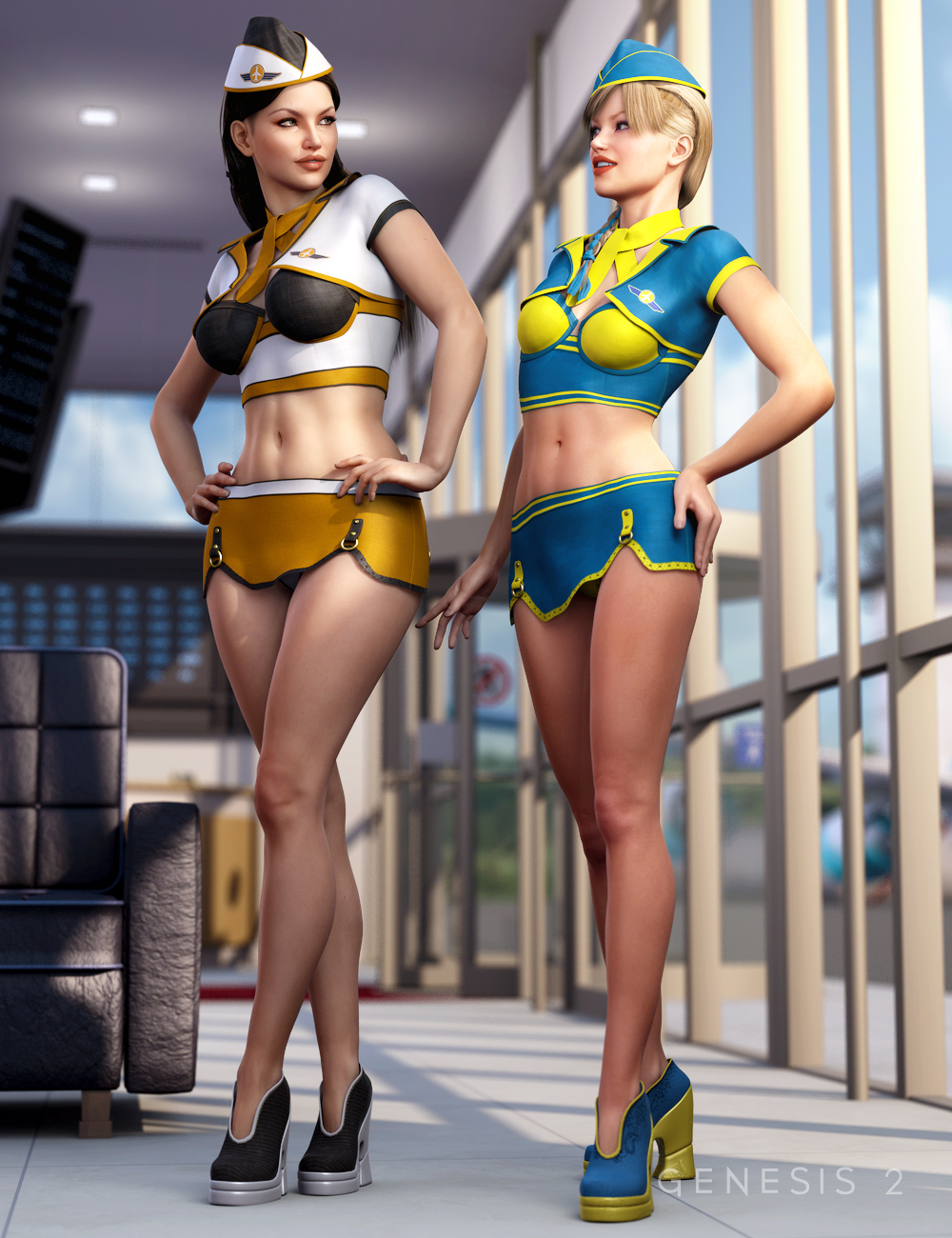 Sexy Stewardess Textures by: , 3D Models by Daz 3D