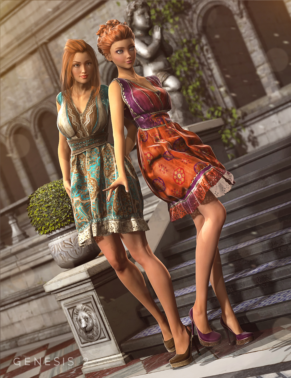 Southern Summer Dress Textures by: Sarsa, 3D Models by Daz 3D