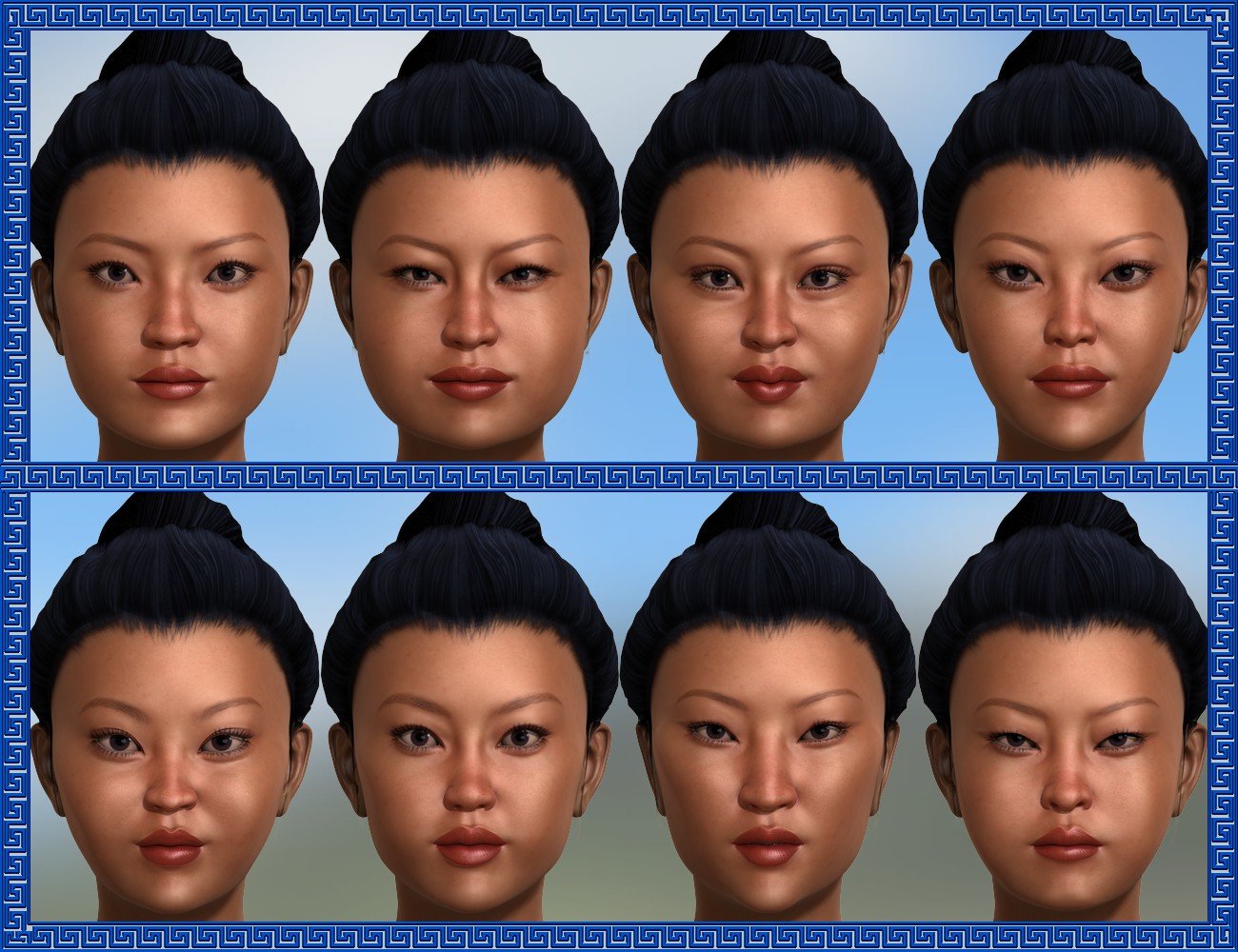 Mongolian Beauty - HD Faces and Morphs by: 3D-GHDesign, 3D Models by Daz 3D