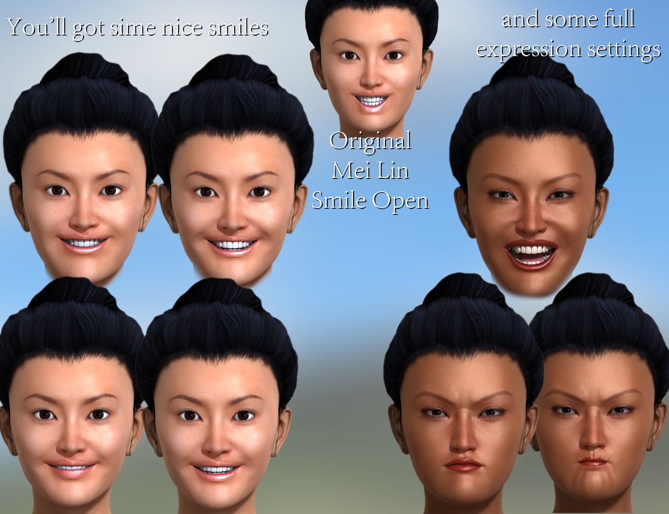 Mongolian Beauty - HD Faces and Morphs by: 3D-GHDesign, 3D Models by Daz 3D