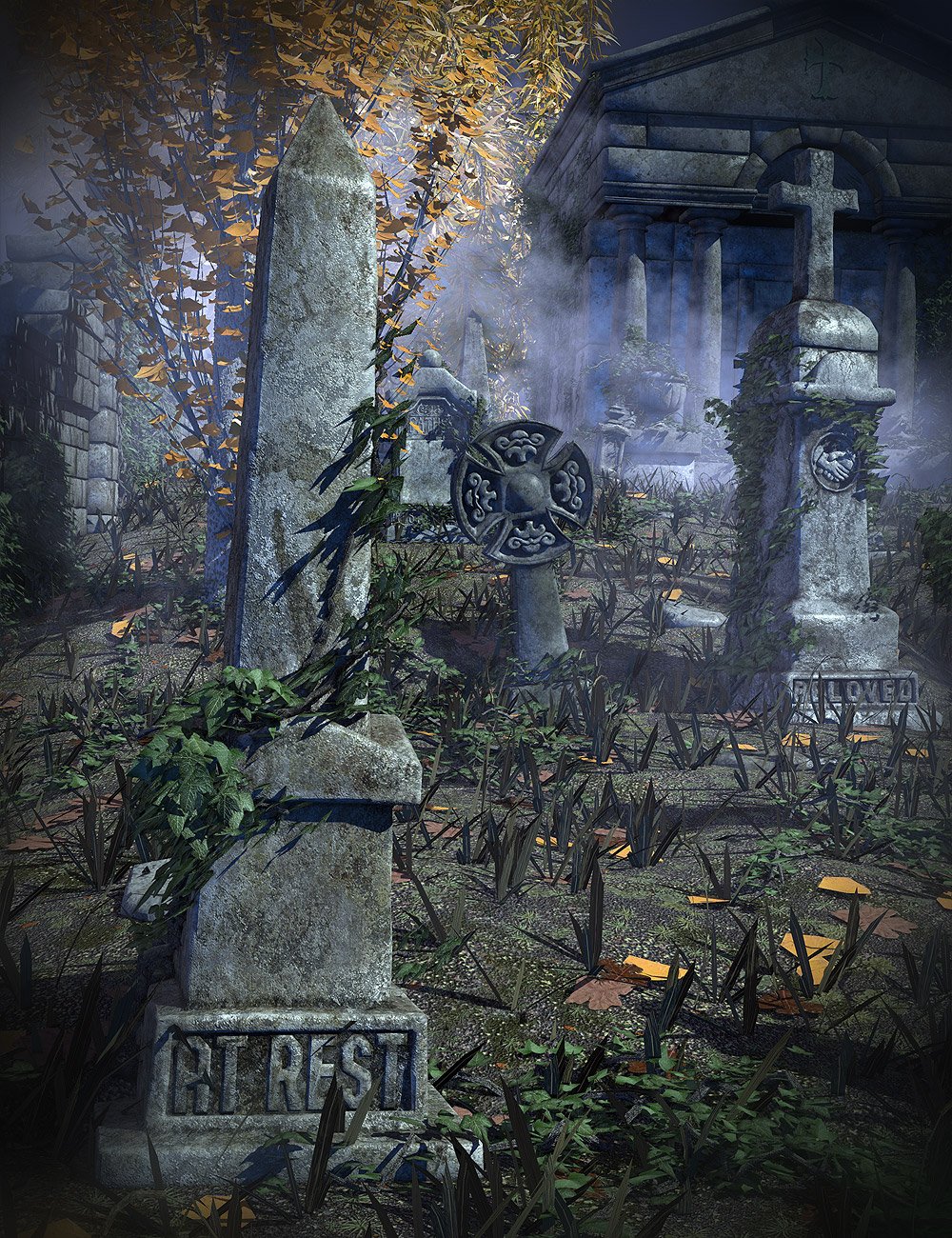 Weathered Gravestones Weathered Gravestones by: Orestes Graphics, 3D Models by Daz 3D
