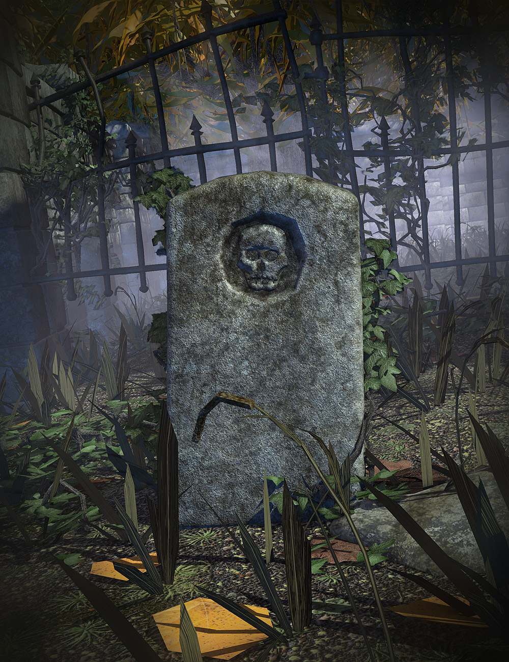 Weathered Gravestones by: Orestes Graphics, 3D Models by Daz 3D