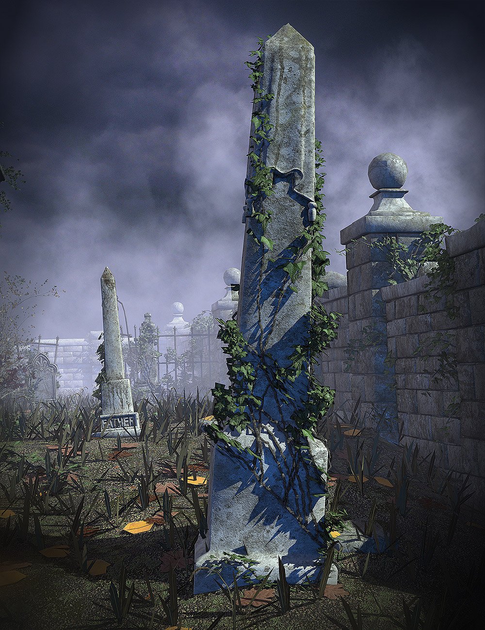 Weathered Gravestones Weathered Gravestones by: Orestes Graphics, 3D Models by Daz 3D