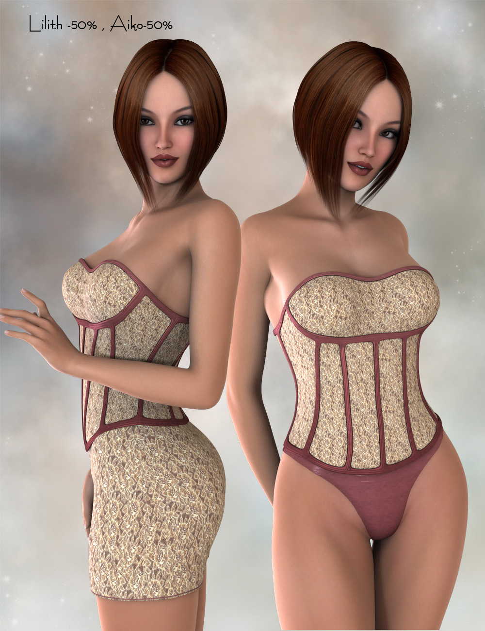 Dreamer Corset Set for Genesis 2 Female(s) by: PandyGirl, 3D Models by Daz 3D