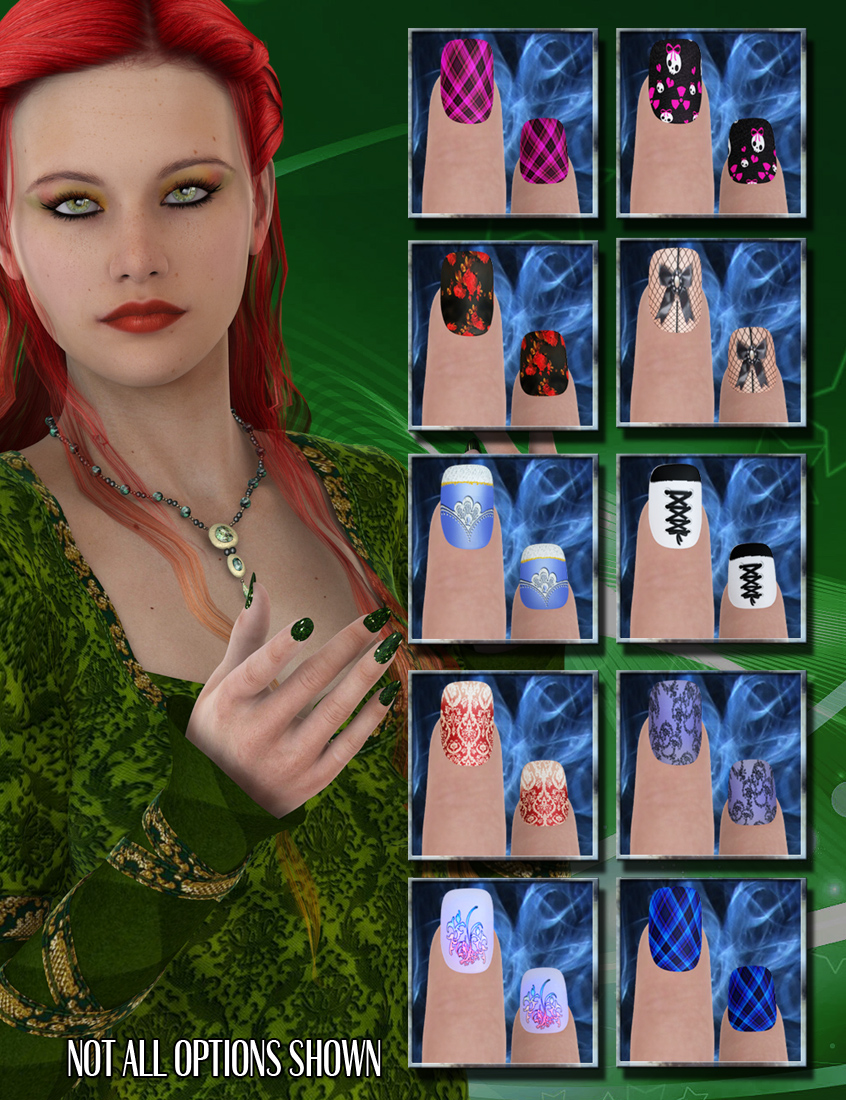 Gypsy's Nail Art for Genesis 2 Female(s) Merchant Resource by: gypsyangel, 3D Models by Daz 3D