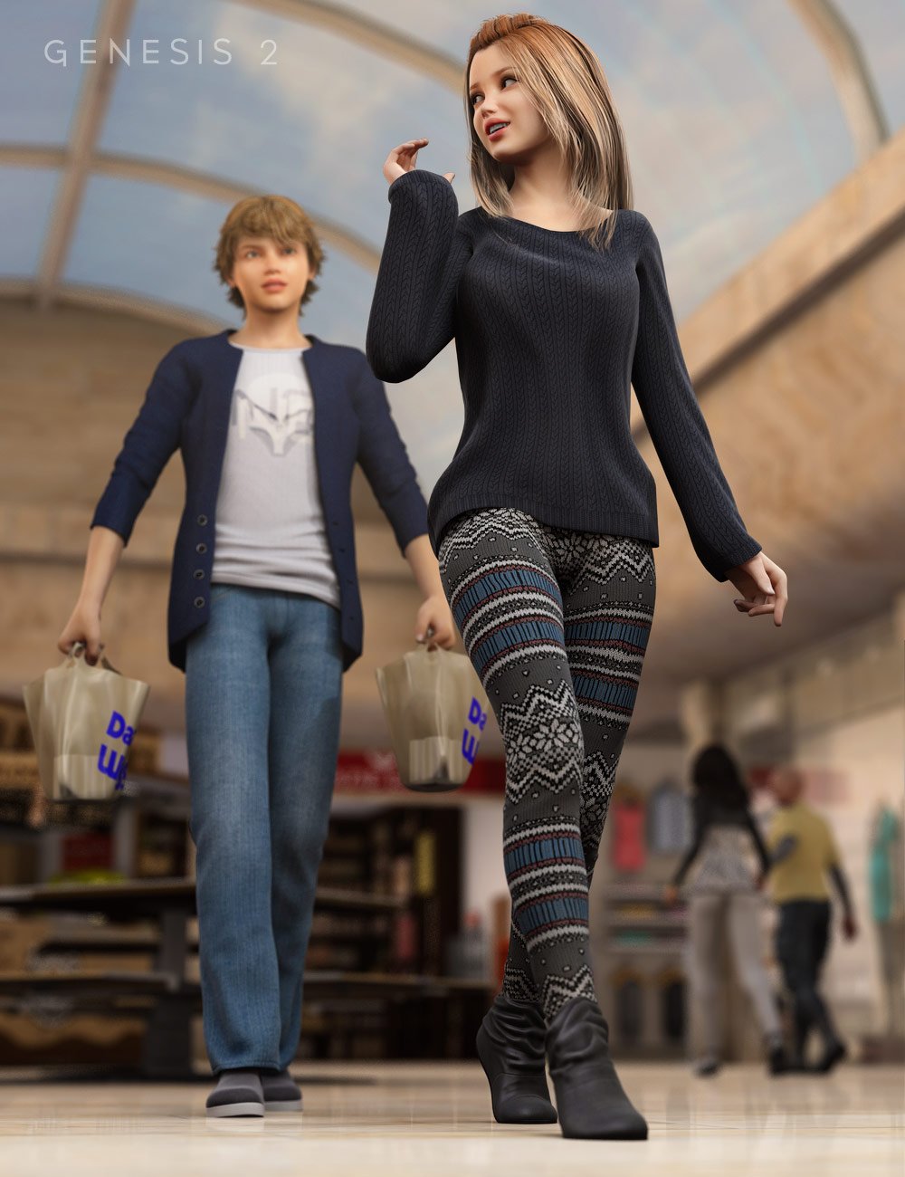 Day At The Mall for Genesis 2 Female(s) by: Nikisatez, 3D Models by Daz 3D
