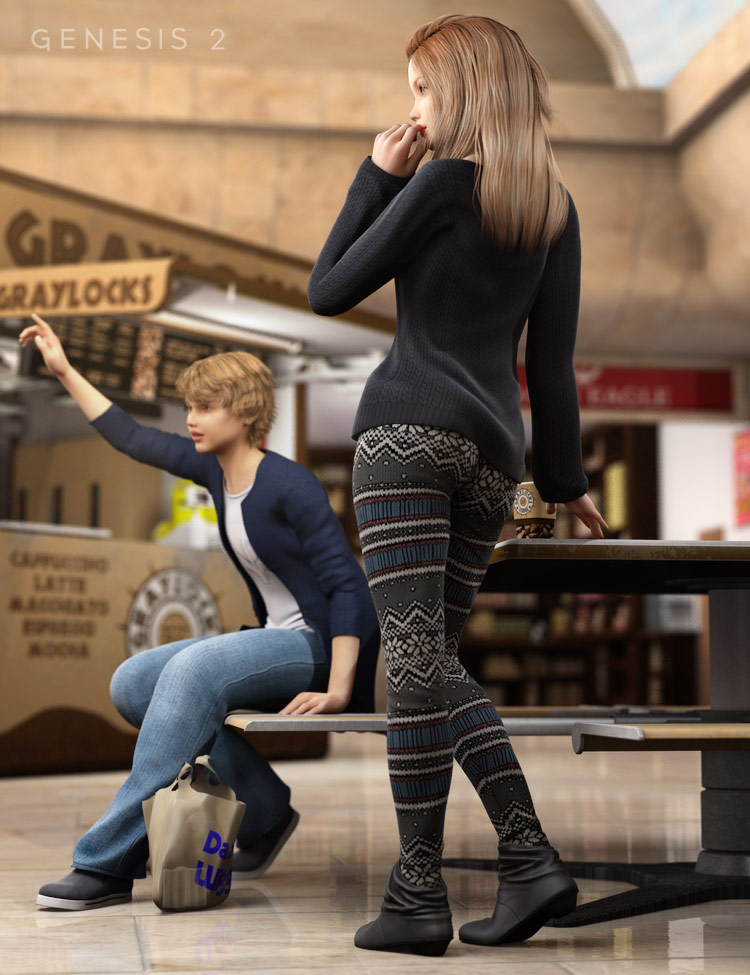 Day At The Mall for Genesis 2 Female(s) by: Nikisatez, 3D Models by Daz 3D