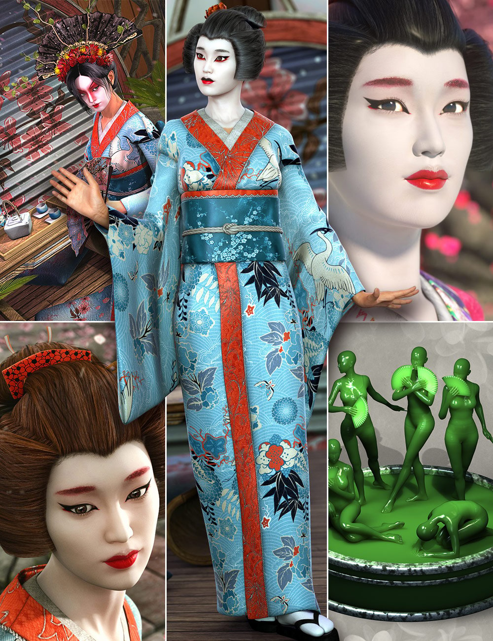 Mei Lin 6 Geisha Bundle by: , 3D Models by Daz 3D