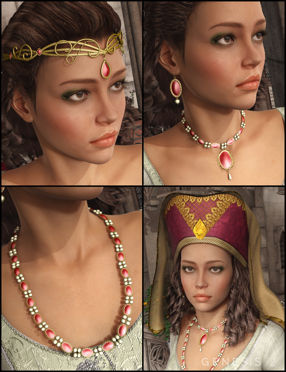 Medieval Fantasy Accessories for Genesis 2 Female(s) by: Ravenhair, 3D Models by Daz 3D