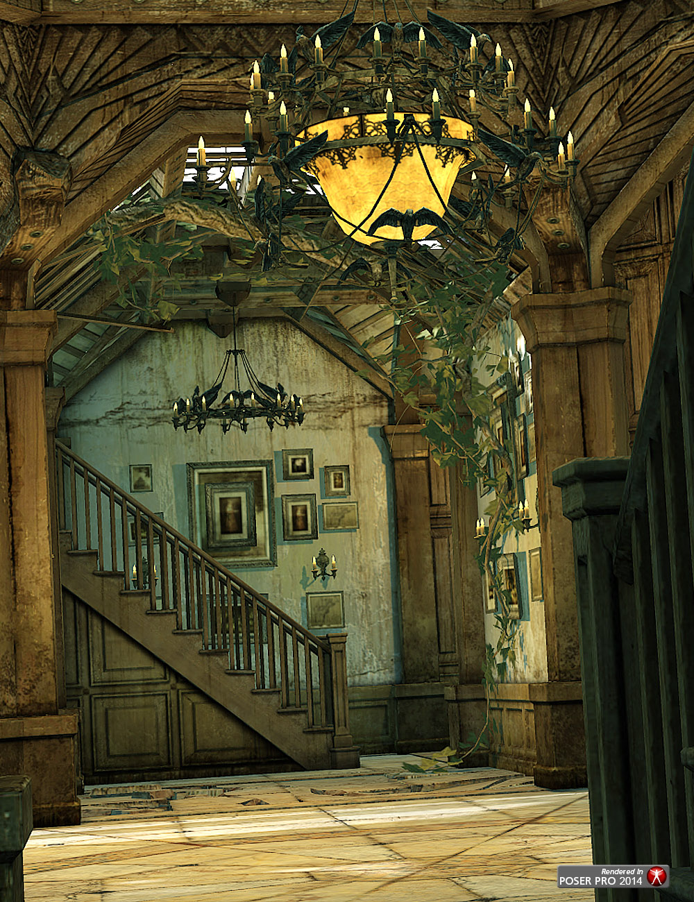 The Barlow House Ravenskull Stair Hall by: The Management, 3D Models by Daz 3D