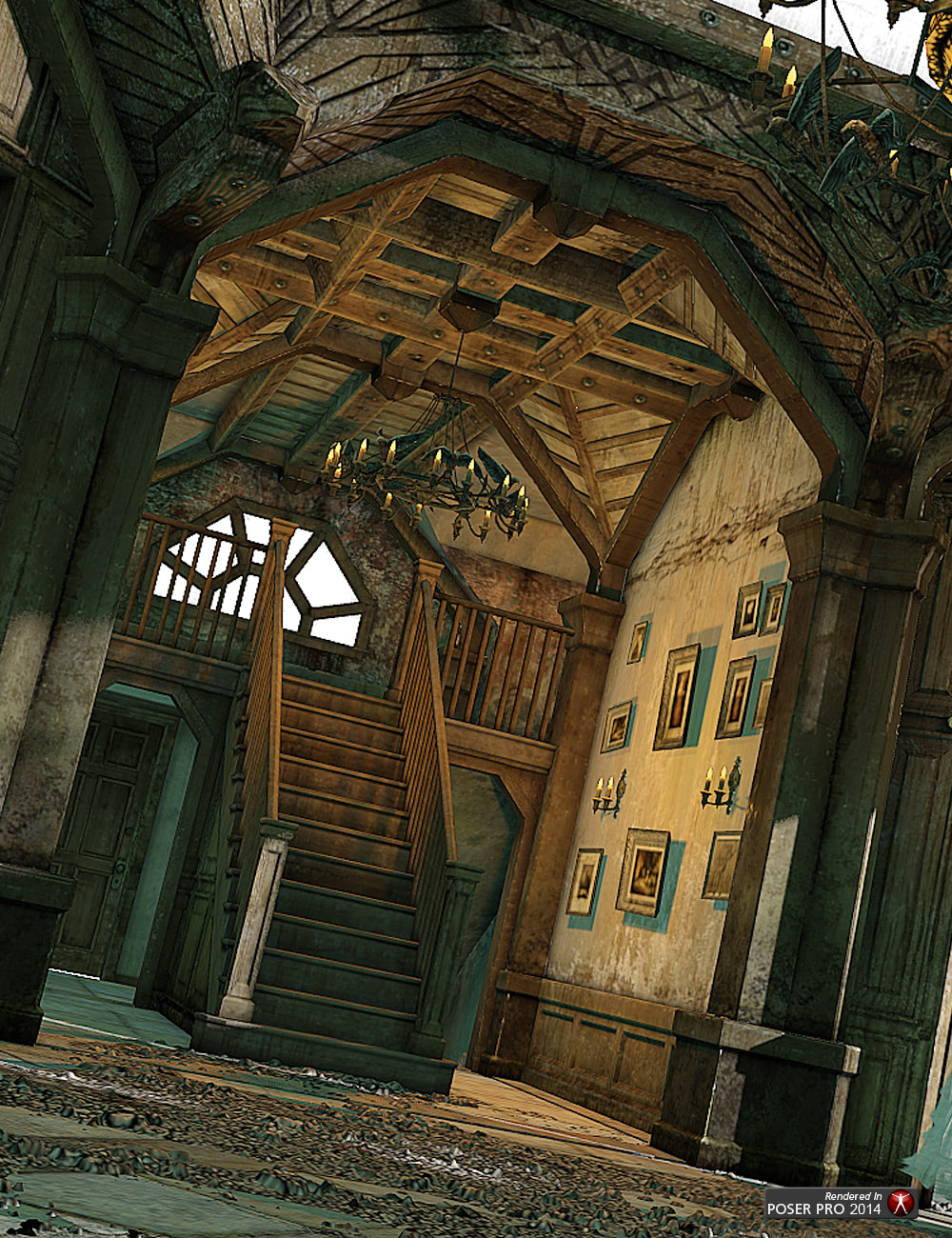 The Barlow House Ravenskull Stair Hall by: The Management, 3D Models by Daz 3D