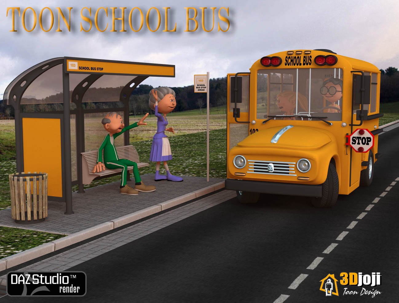 Toon School Bus by: 3djoji, 3D Models by Daz 3D