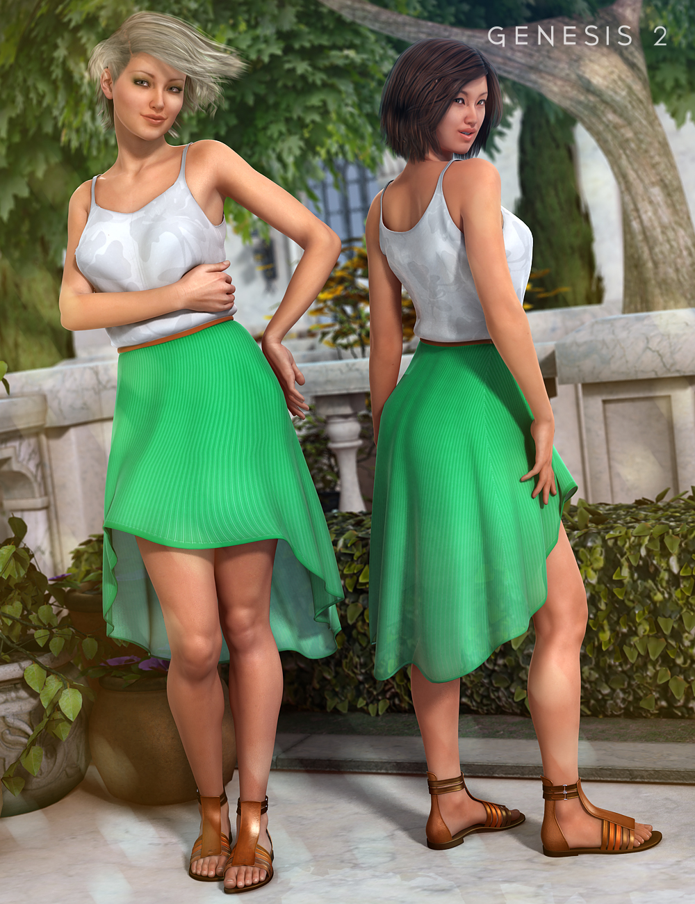 Hi-Lo Dress for Genesis 2 Female(s) by: Val3dart, 3D Models by Daz 3D