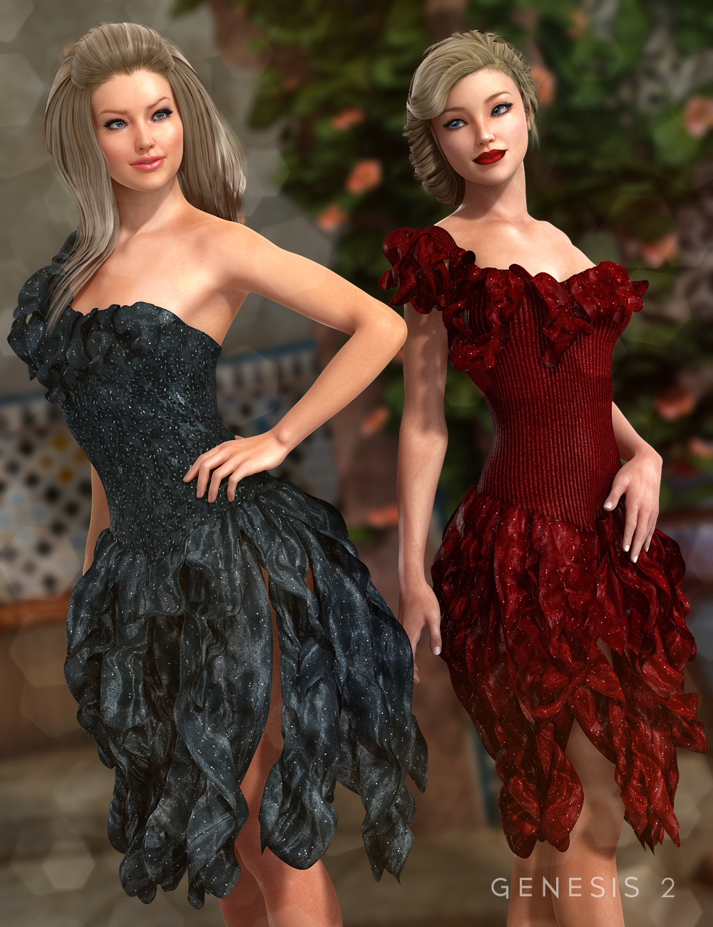 Canary Dress Textures by: Sarsa, 3D Models by Daz 3D