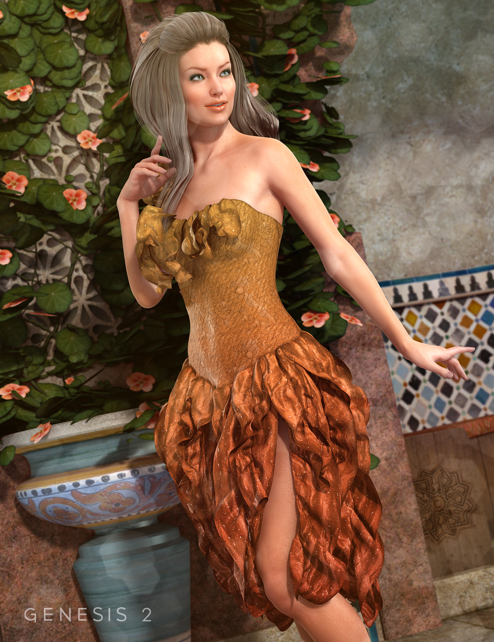 Canary Dress Textures by: Sarsa, 3D Models by Daz 3D