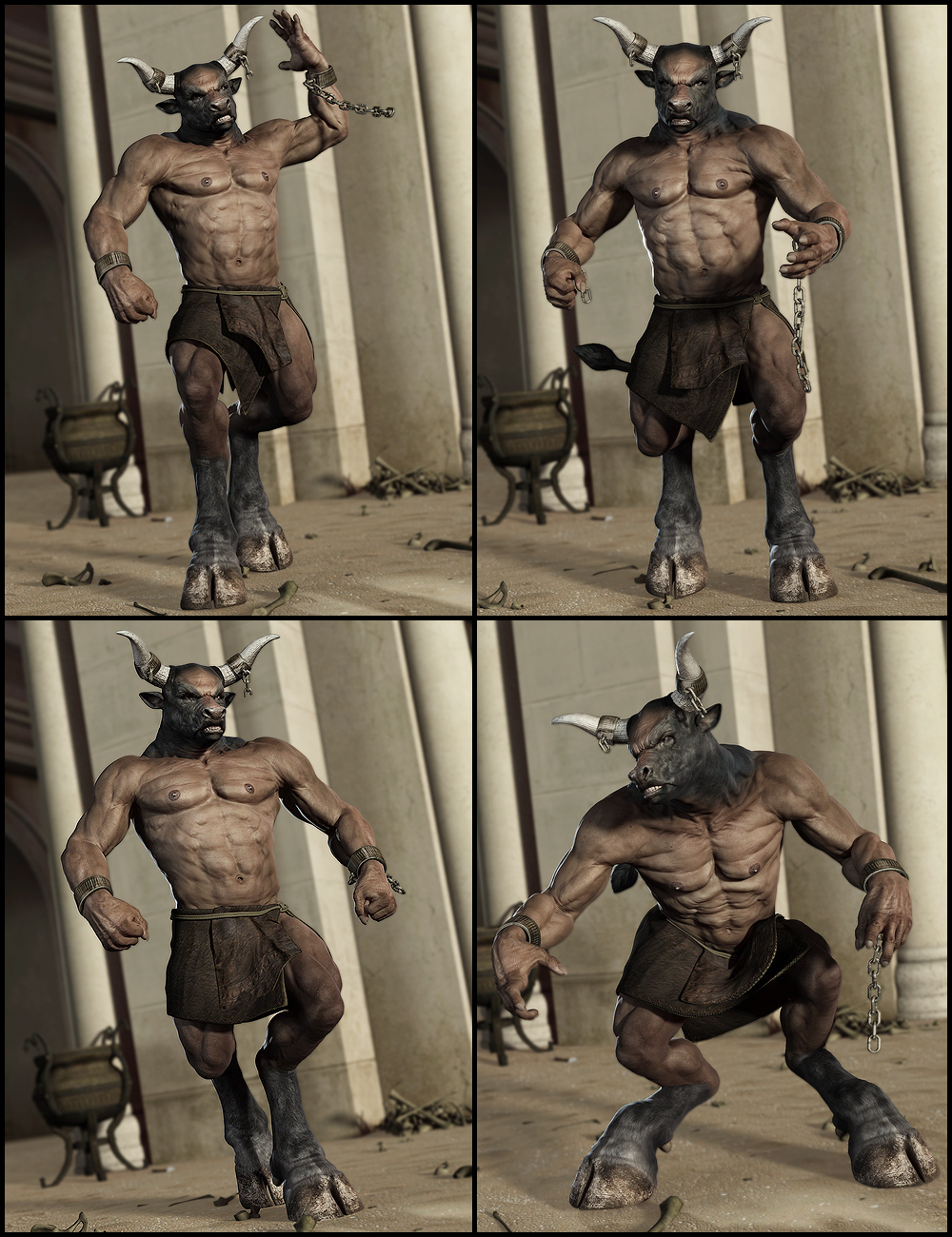 Minos Poses for the Minotaur 6 by: Muscleman, 3D Models by Daz 3D