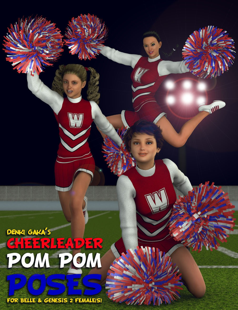 Cheerleader Pom Pom Poses by: Denki Gaka, 3D Models by Daz 3D