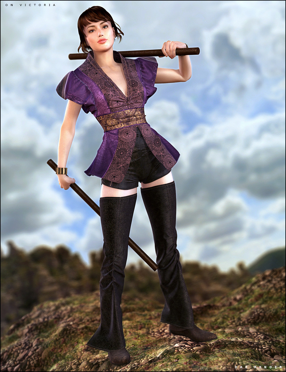 Battle Kimono for Genesis 2 Female(s) by: SHIFTING IMAGES, 3D Models by Daz 3D