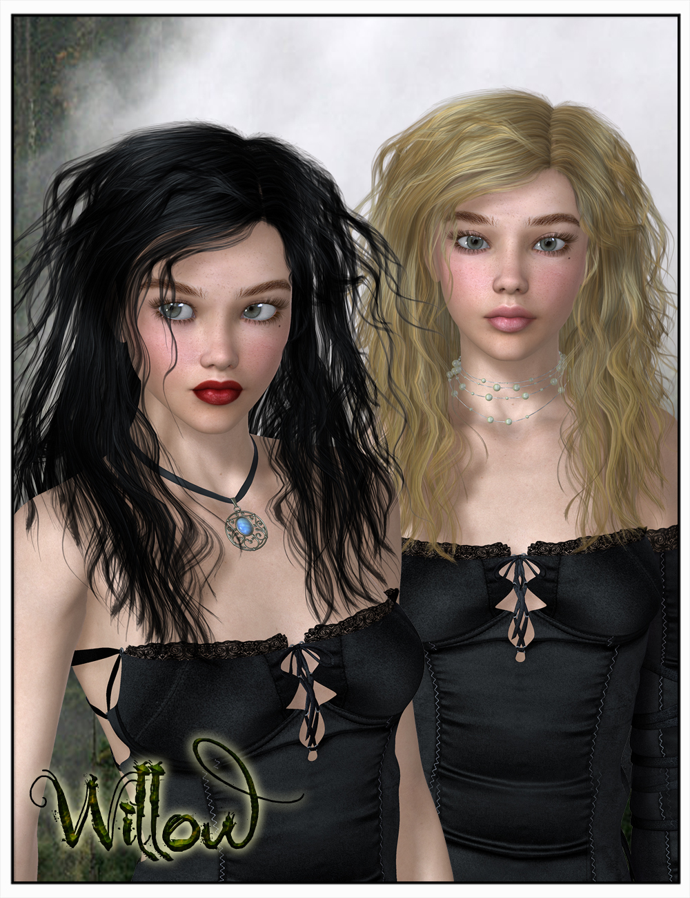 Willow Hair for Genesis 2 Female(s) and Victoria 4 by: SWAM, 3D Models by Daz 3D
