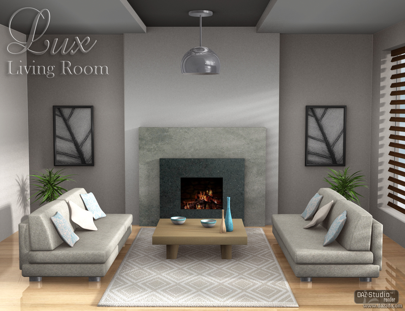Lux Living Room Scene by: Nikisatez, 3D Models by Daz 3D