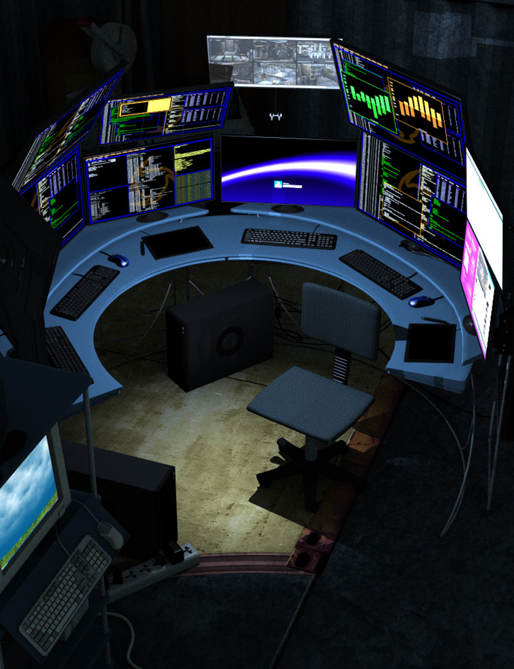 Hacker - Computer Workstation by: Phantasmagorical Scenes, 3D Models by Daz 3D
