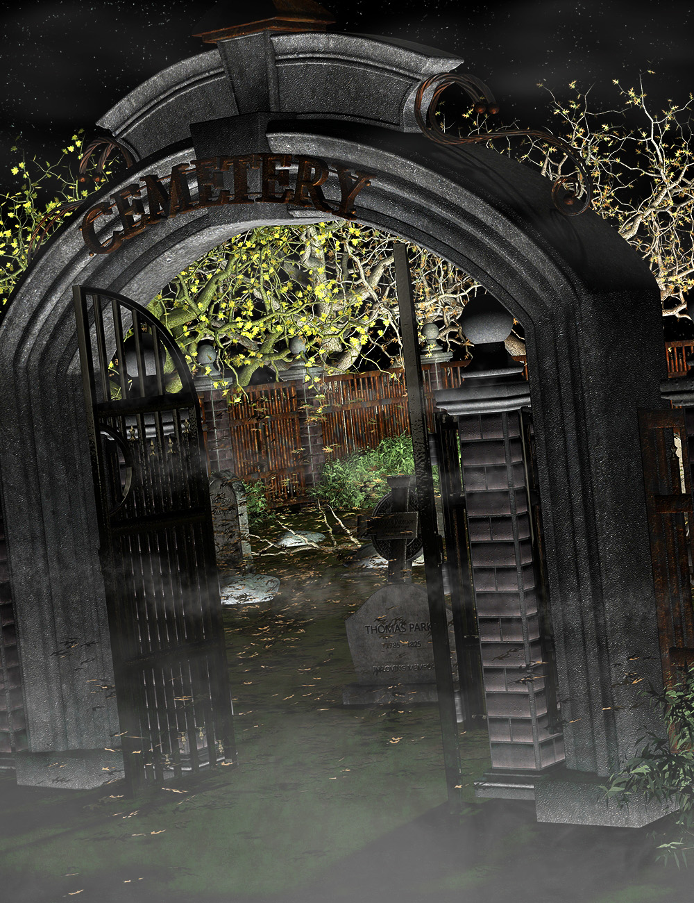Ravenwood Cemetery - Gate by: ARTCollaborationsNeilV 1, 3D Models by Daz 3D