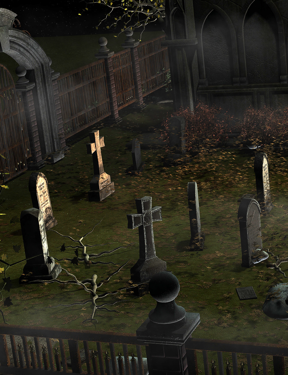 Ravenwood Cemetery - Headstones by: NeilV 1ARTCollaborations, 3D Models by Daz 3D