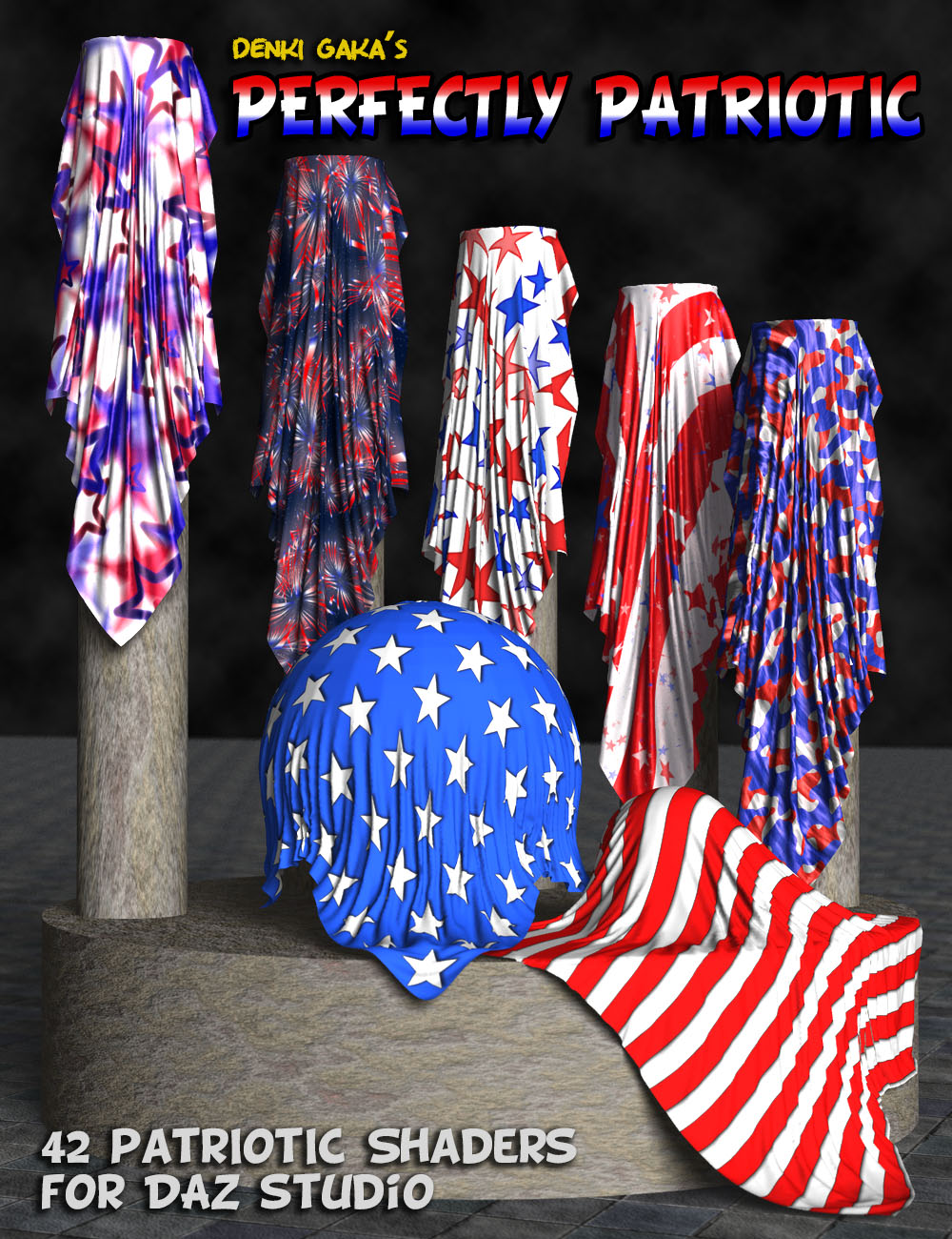 Perfectly Patriotic Cloth Shaders for DAZ Studio by: Denki Gaka, 3D Models by Daz 3D