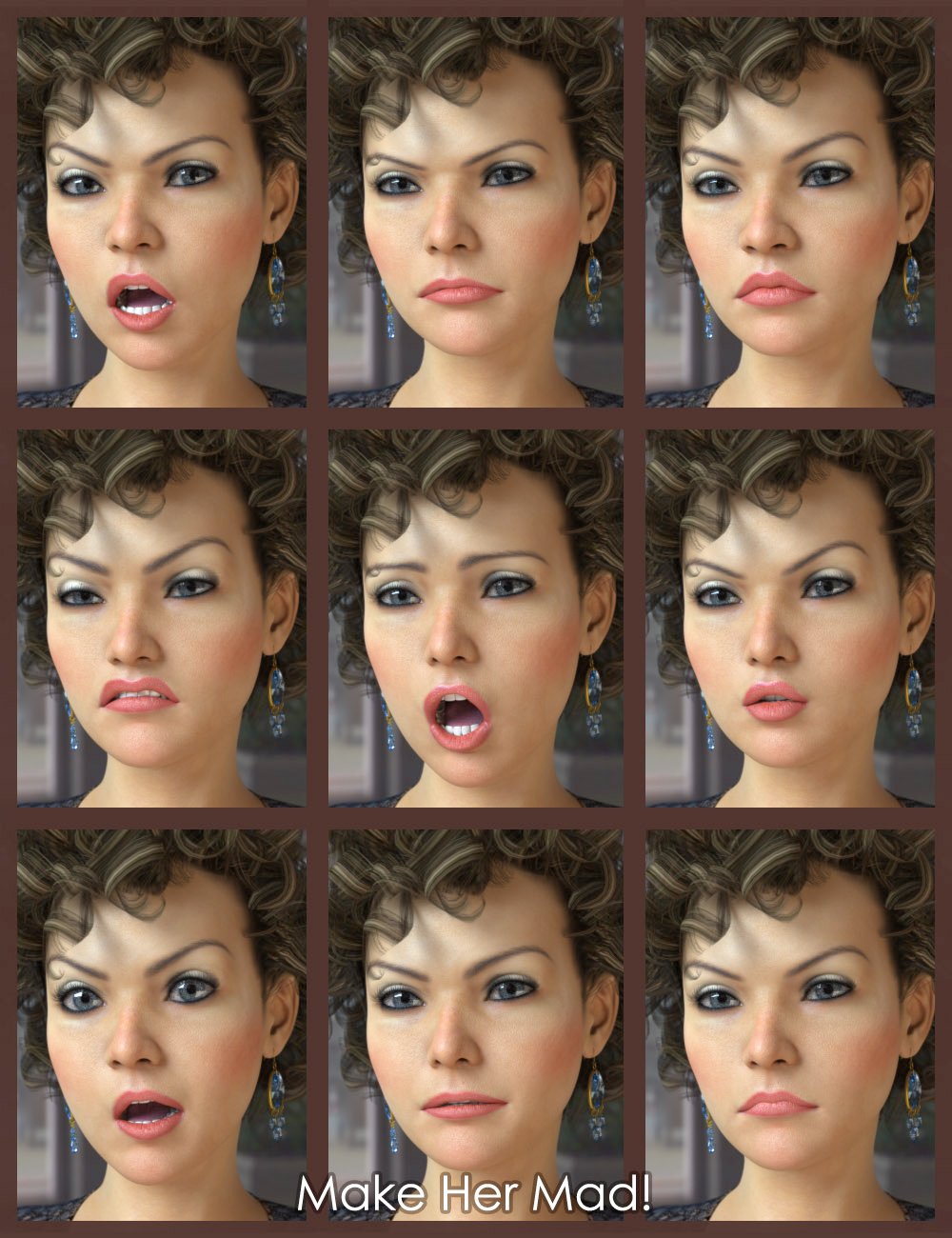Make Her Mad Expressions for Genesis 2 Female(s) by: 3DCelebrity, 3D Models by Daz 3D