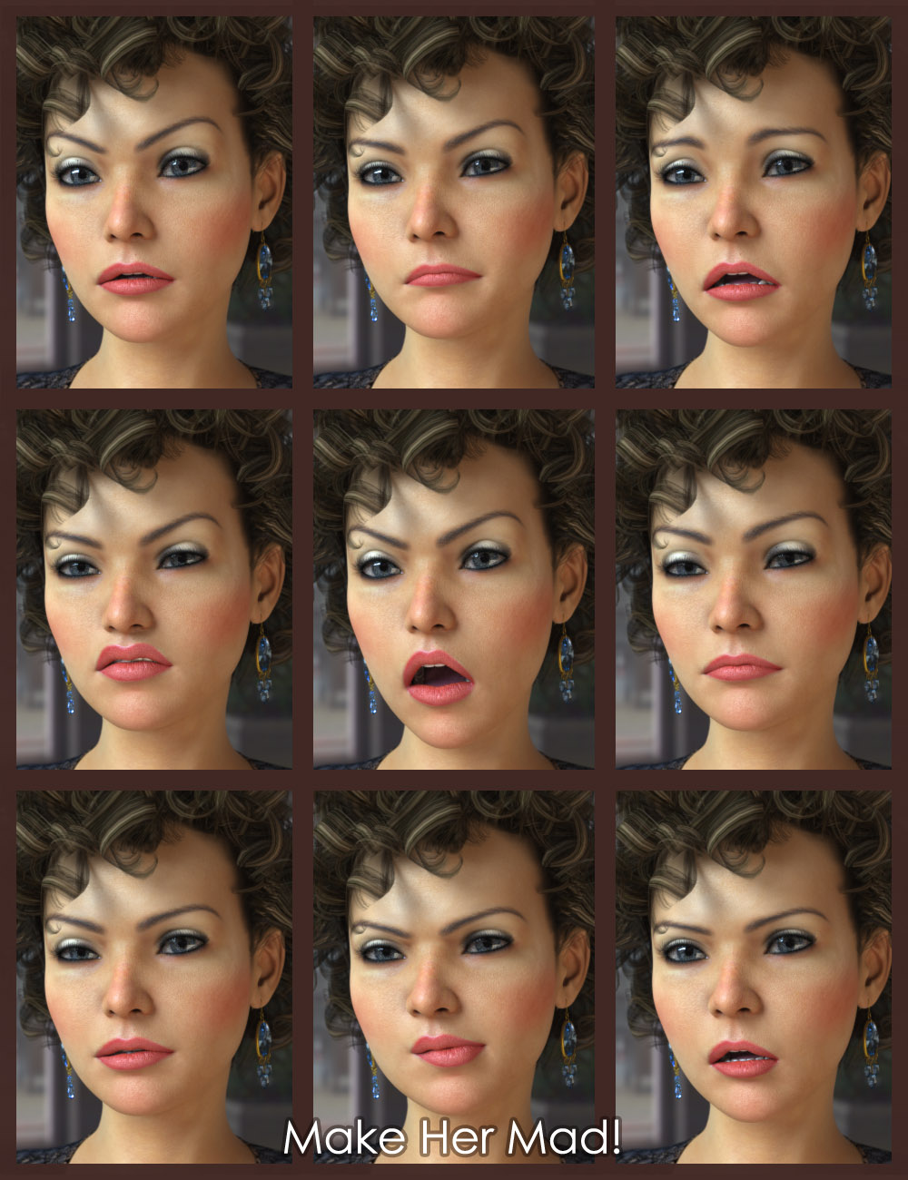 Make Her Mad Expressions for Genesis 2 Female(s) by: 3DCelebrity, 3D Models by Daz 3D