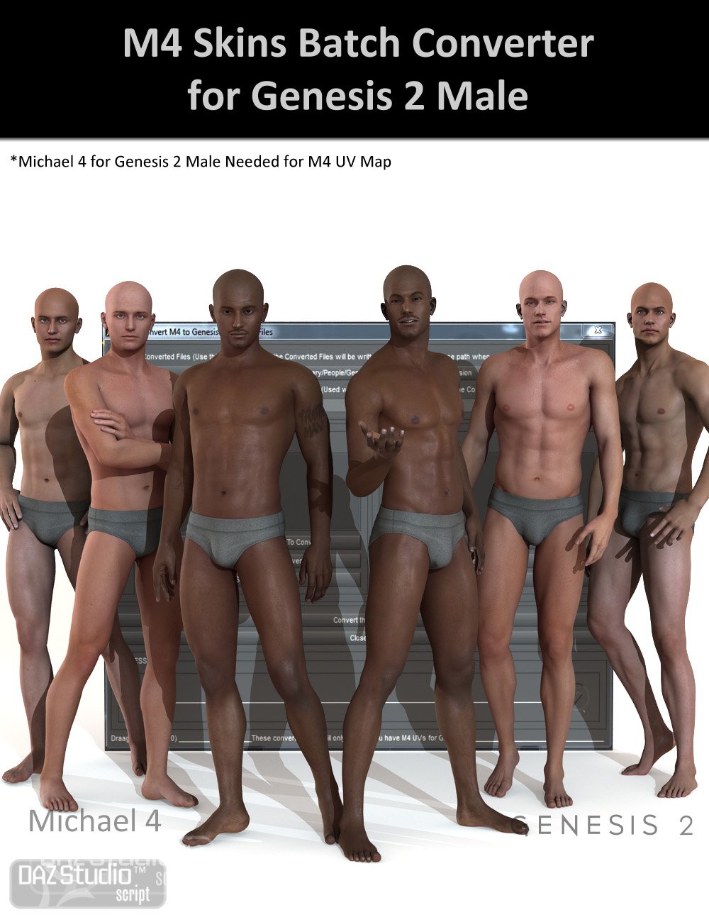 M4 Skins Batch Converter to Genesis 2 Male(s) by: DraagonStorm, 3D Models by Daz 3D