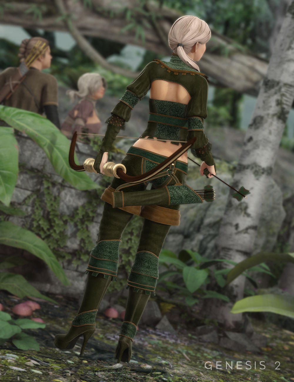 Woodland Huntress for Genesis 2 Female(s) by: ArienBarbara Brundon, 3D Models by Daz 3D