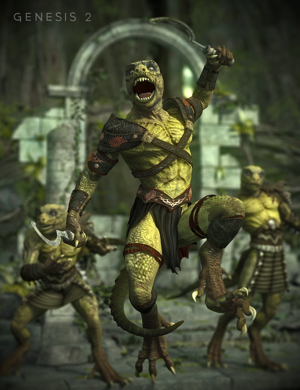 Tribal Warrior for Genesis 2 Male(s) by: Nikisatez, 3D Models by Daz 3D