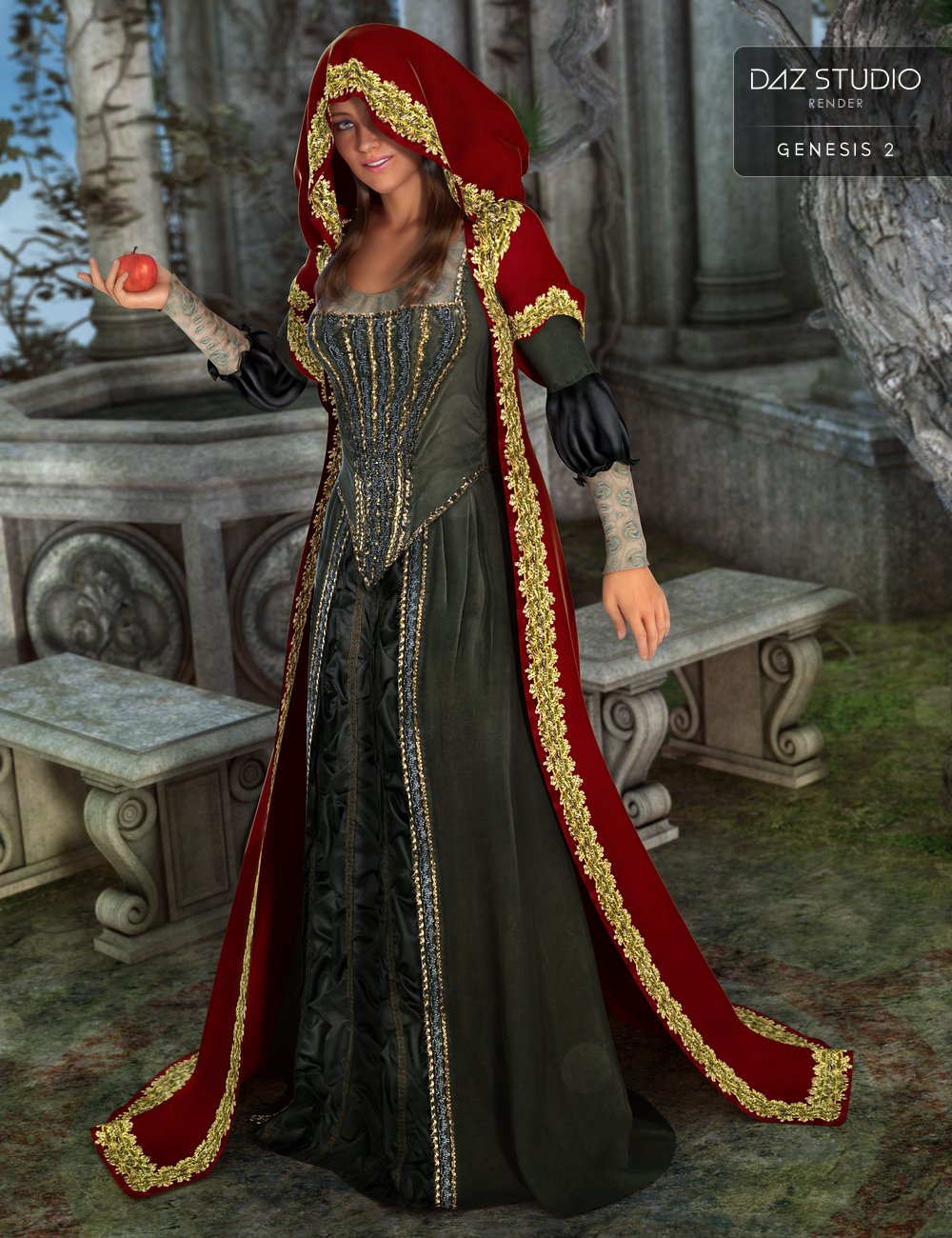 Medieval Princess Gown for Genesis 2 Female(s) by: Barbara BrundonDarkStarBurning, 3D Models by Daz 3D