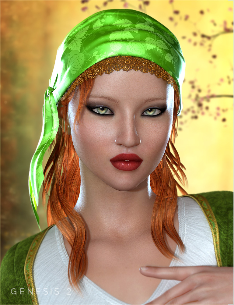 Gypsy Hair for Genesis 2 Female(s) by: Valea, 3D Models by Daz 3D