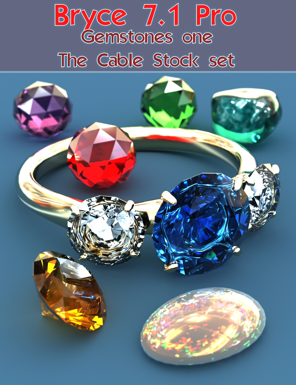 Bryce 7.1 Pro - Gemstones One the Cable Stock Set by: HoroDavid Brinnen, 3D Models by Daz 3D