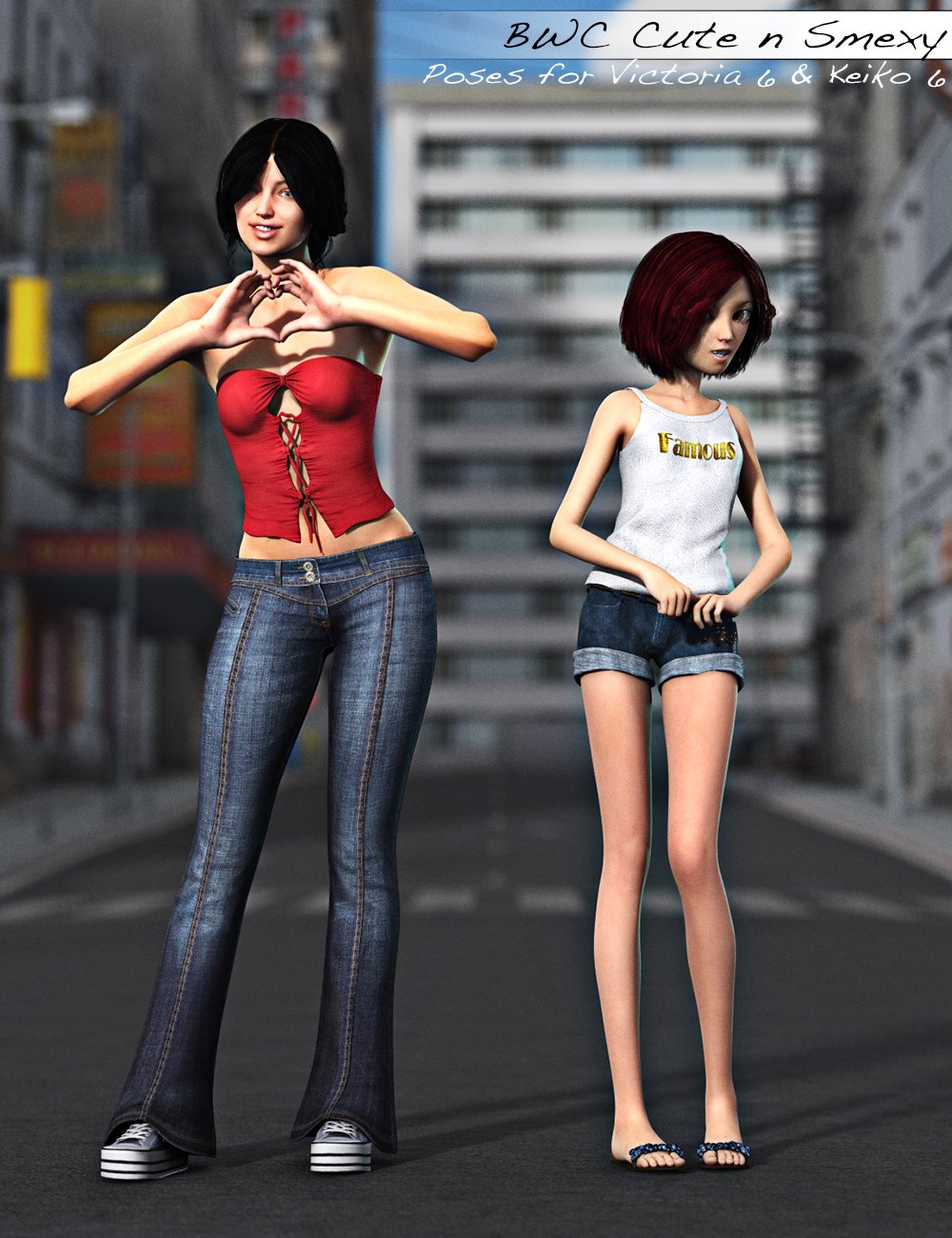 BWC Cute n Smexy - Poses for Victoria 6 and Keiko 6 by: Sedor, 3D Models by Daz 3D