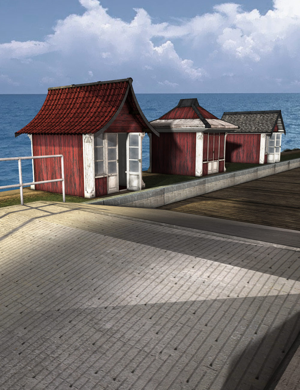 The Boardwalk Beach Huts by: Sarsa, 3D Models by Daz 3D