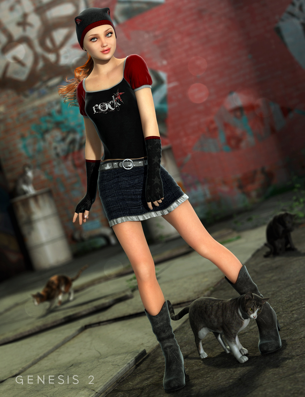 Purrfectly Playful Outfit for Genesis 2 Female(s) by: SarsaXena, 3D Models by Daz 3D