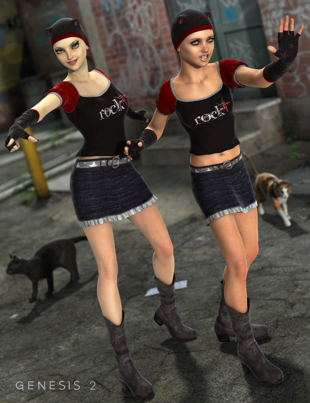 Purrfectly Playful Outfit for Genesis 2 Female(s) by: SarsaXena, 3D Models by Daz 3D