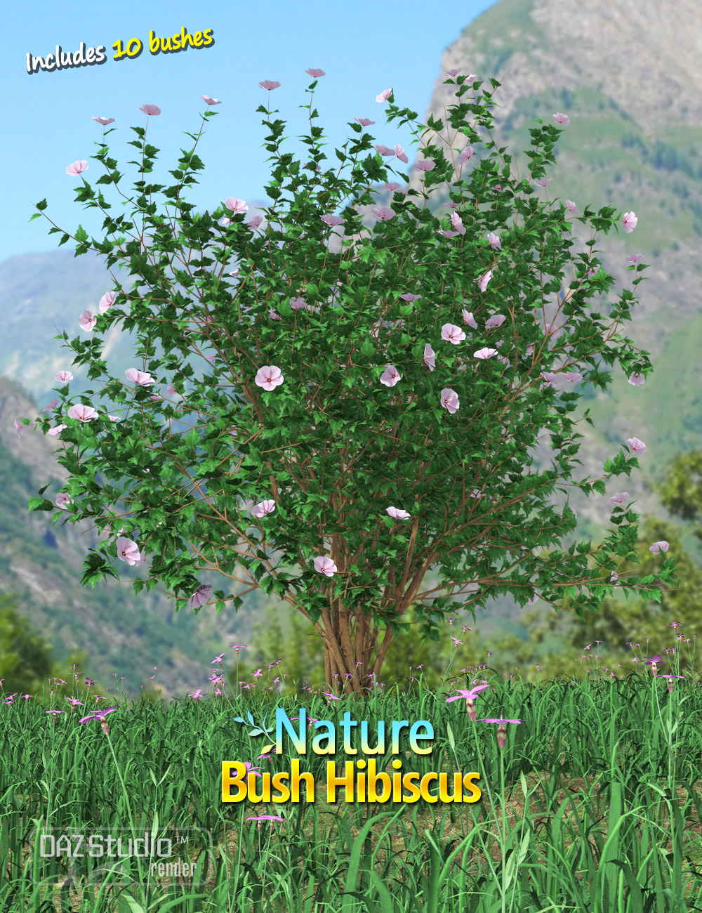Nature - Bush Hibiscus by: Andrey Pestryakov, 3D Models by Daz 3D