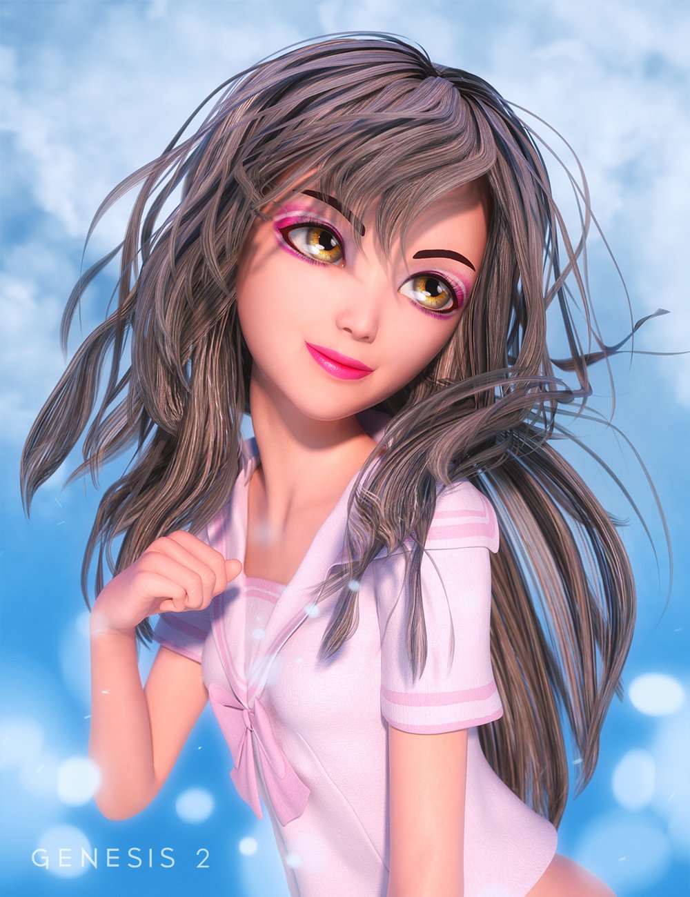 Koko Hair for Genesis 2 Female(s) by: 3DCelebrity, 3D Models by Daz 3D